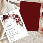 エレガントなバーガンディローズと花のデザインの結婚式 招待状