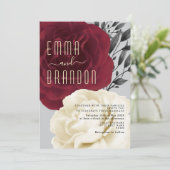 エレガントなバーガンディローズの結婚式招待状 招待状 (スタンド正面)
