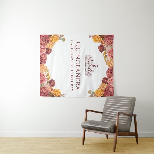 エレガントなバーガンディローズ | キンセアニエラの背景 タペストリー (インサイチュ(横))