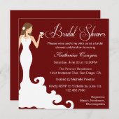 エレガントなバーガンディワインの結婚前お披露目パーティー招待状 招待状 (正面/裏面)