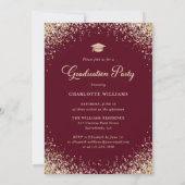 エレガントなバーガンディーとゴールドの写真 卒業パーティー 招待状 (裏面)