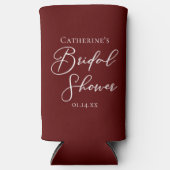 エレガントなバーガンディーのブライズシャワー パーソナライズド スリム缶クーラー (正面)