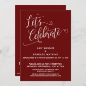 エレガントなバーガンディーのレセプション・オンリーを祝おう 招待状 (正面/裏面)