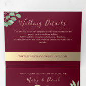 エレガントなバーガンディーの三つ折り招待状 三つ折り招待状 (内部最初)