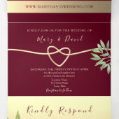 エレガントなバーガンディーの三つ折り招待状 三つ折り招待状 (内部中)