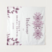 エレガントなバーガンディーの大きな葉のウェディングシャワーのお出迎え タペストリー (正面(横))