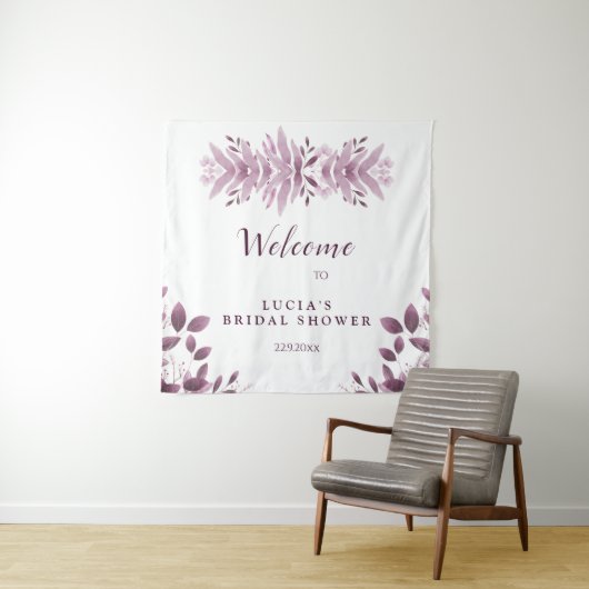 エレガントなバーガンディーの大きな葉のブライダルシャワーの歓迎 タペストリー (インサイチュ)