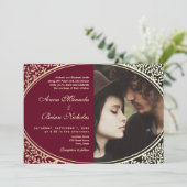 エレガントなバーガンディーの結婚式QRコード招待状 招待状 (スタンド正面)