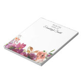 エレガントなバーガンディーコーラルウォーターカラーフラワーテンプレート ノートパッド (回転)