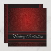 エレガントなバーガンディーダマスクの花モチーフのウェディング招待状 招待状 (正面/裏面)