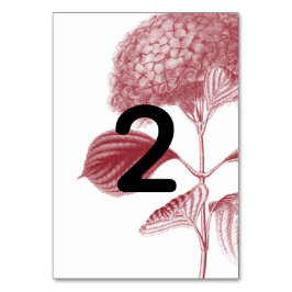 エレガントなバーガンディーハイドレンジアの結婚式 テーブルナンバー