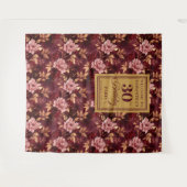 エレガントなバーガンディーブラッシュゴールドボヘミアンスタイルの 30歳の誕生日 タペストリー (正面(横))