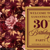 エレガントなバーガンディーブラッシュゴールドボヘミアンスタイルの 30歳の誕生日 タペストリー