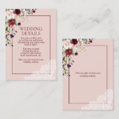 エレガントなバーガンディーブラッシュボタニカルレースの詳細 エンクロージャーカード (正面/裏面)