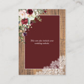 エレガントなバーガンディーブラッシュボタニカルレースウッドディテール エンクロージャーカード (裏面)
