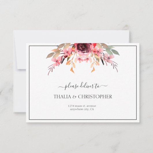 エレガントなバーガンディーモーブの出欠確認カード 出欠カード (裏面)