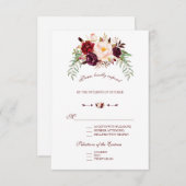 エレガントなバーガンディーレッド マーサラ フラワーの結婚式出欠確認カード 出欠カード (正面/裏面)