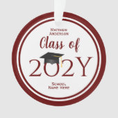エレガントなバーガンディー 2025年度 2026年度 卒業 オーナメント (正面)