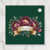 エレガントなバーガンディ＆エメラルド ピオニー ゴールドアクセント フェイバータグ (裏面)