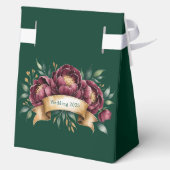 エレガントなバーガンディ＆エメラルド ピオニー ゴールドアクセント フェイバーボックス (裏面)