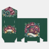 エレガントなバーガンディ＆エメラルド ピオニー ゴールドアクセント フェイバーボックス (見開き)