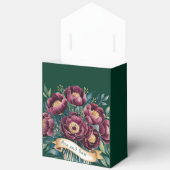 エレガントなバーガンディ＆エメラルド ピオニー ゴールドアクセント フェイバーボックス (見開き)