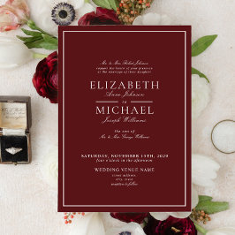 エレガントなバーガンディ クラシック スクリプト ウェディング 招待状