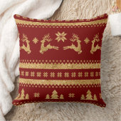 エレガントなバーガンディ＆ゴールドのクリスマスピロー – ラグジュアリー クッション (ブランケット)