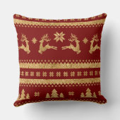 エレガントなバーガンディ＆ゴールドのクリスマスピロー – ラグジュアリー クッション (裏面)