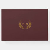 エレガントなバーガンディ＆ゴールドの花柄ゲストブック ゲストブック (裏面)