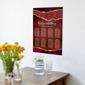 エレガントなバーガンディ＆ゴールド アゲート ウェディング シーティング 箔ポスター (レイダウン (キッチン))