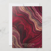 エレガントなバーガンディ ゴールド アゲート マーブル モダン ウェディング 招待状 (裏面)