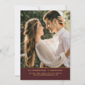 エレガントなバーガンディ＆ゴールド フラワー バード カスタム フォト セーブザデート (裏面)