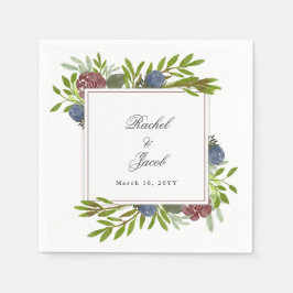 エレガントなバーガンディ ネイビーブルー 花の結婚式 スタンダードカクテルナプキン