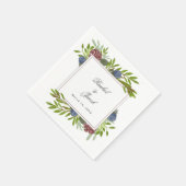 エレガントなバーガンディ ネイビーブルー 花の結婚式 スタンダードカクテルナプキン (角)