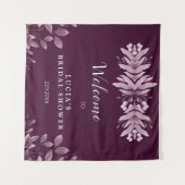 エレガントなバーガンディ ビッグ リーフ ブライダル シャワー ウェルカム タペストリー (正面(横))