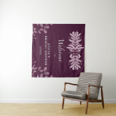 エレガントなバーガンディ ビッグ リーフ ブライダル シャワー ウェルカム タペストリー (インサイチュ(横))