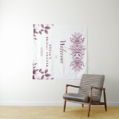 エレガントなバーガンディ ビッグ リーフ ブライダル シャワー ウェルカム タペストリー (インサイチュ(横))