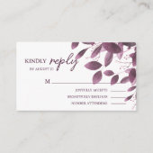 エレガントなバーガンディ フォレスト リーフ ウェディング RSVP エンクロージャーカード (正面)