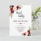 エレガントなバーガンディ フラワーハンドライティング ブランシュとバブル 招待状 (スタンド正面)