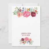 エレガントなバーガンディ フラワー ウェディング 招待状 (裏面)