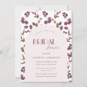 エレガントなバーガンディ フラワー ブライダル シャワー 招待状 (正面)