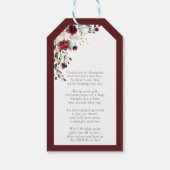 エレガントなバーガンディ フローラル ブライダル シャワー ノー ラッピング ギフトタグ (裏面)