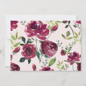 エレガントなバーガンディ フローラル リース ベビー フォト 誕生 案内状 (裏面)