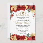 エレガントなバーガンディ フローラル ヴィクトリアン ブライダル シャワー 招待状 (正面)