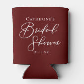 エレガントなバーガンディ ブライダルシャワー パーソナライズド 缶クーラー (裏面)