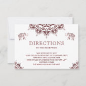 エレガントなバーガンディ ヘンナ インドの結婚式 案内 招待状 (正面)