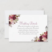 エレガントなバーガンディ ボーホー ウェディング レセプションの詳細 招待状 (正面)