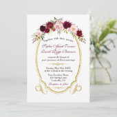 エレガントなバーガンディ マサラ フローラル オータム ウェディング 招待状 (スタンド正面)