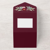 エレガントなバーガンディ マルサラ ウォーターカラー フラワーデザイン オールインワン招待状 (外側)